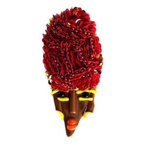 NWOT Art Glass Brooch Art Deco Woman Face New